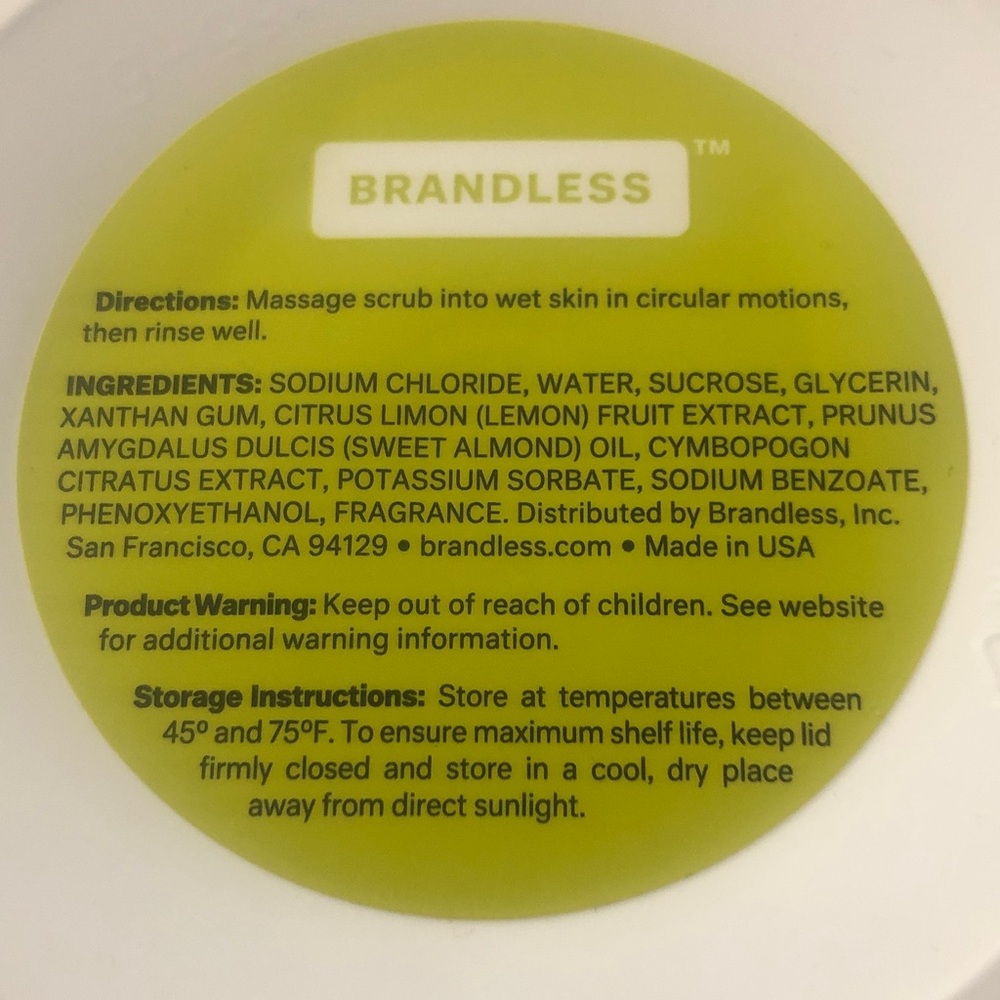 Case of 6 Brandless Salt and Sugar Exfoliating Body Scrub Lemon Verbena 8oz - Picture 9 of 11